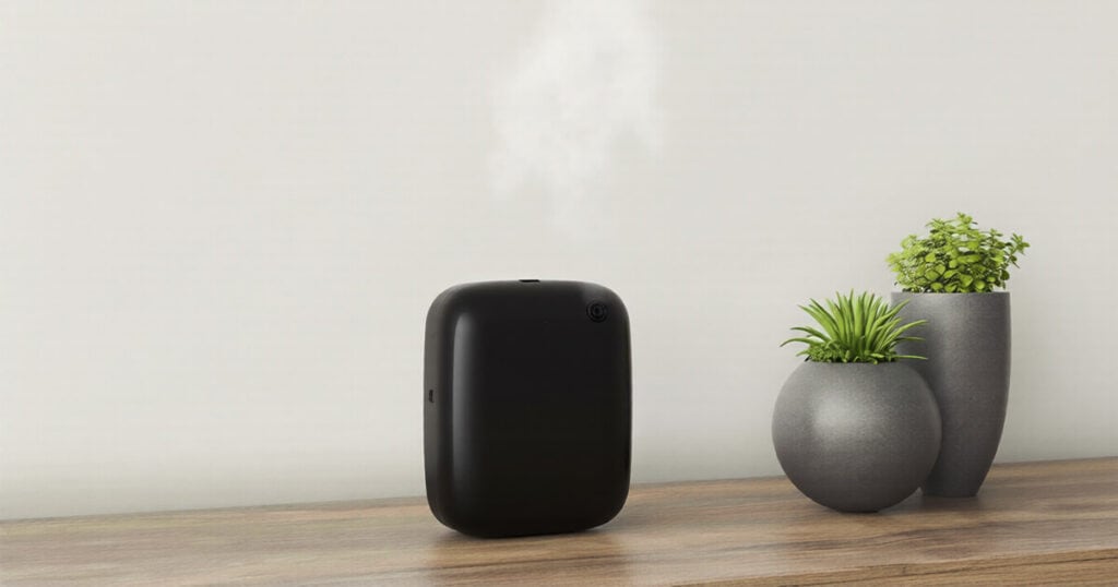 black waterless diffuser tilted
