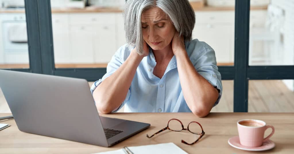 lady stress while working at home