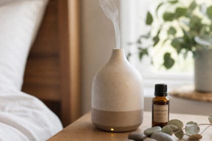 low maintenance diffusers in a room with essential oil bottle