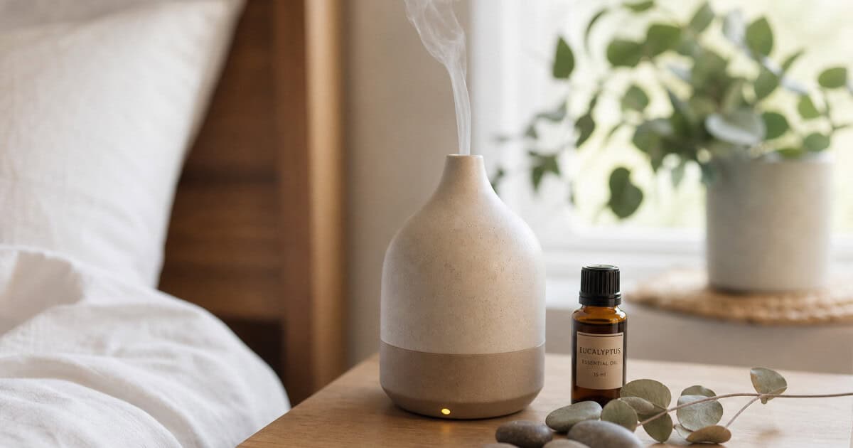 low maintenance diffusers in a room with essential oil bottle